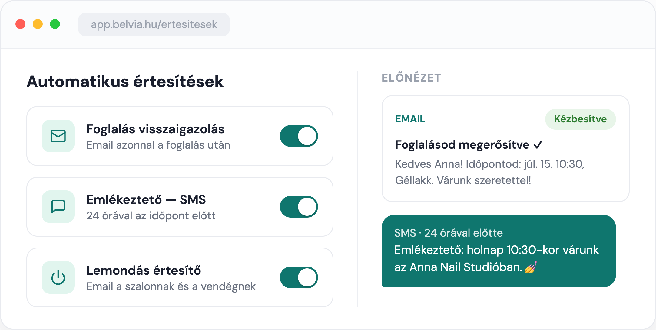 Automatikus vendégkommunikáció
